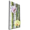 Dekorační hodiny orchidej růžový a žlutý, bambus 30x60cm