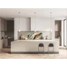 Dekorační sklo do interiéru modrý, bílý a oranžový mramor