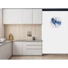 Skleněné hodiny kulaté pr.30cm modrá vlna na bílém podkladu